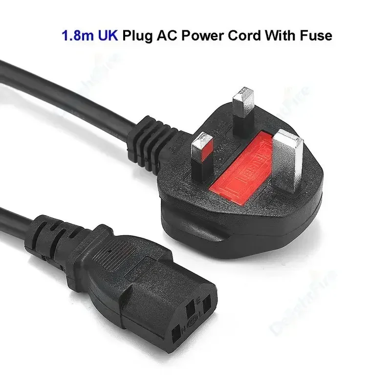 UK Power Supply Cord Type G Plug With 13A Fuse IEC C13 AC Power Cable For Printer Computer Sony PS4 Xbox Battery Charger Monitor