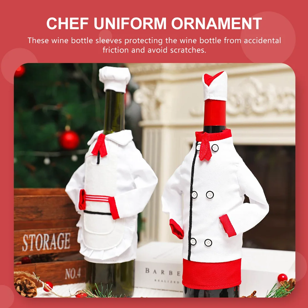 

2 Pcs Wine Bottle Cover Christmas Decoration Sweater Accessory Wrap Cloth Winebottle Protective Sleeve Table