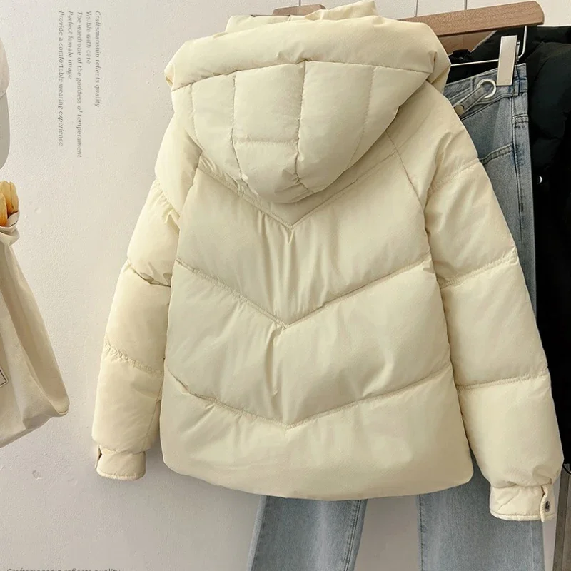 Manteaux rembourrés en coton coréen pour femmes, veste d'hiver épaisse en coton, coupe ample, manteaux chauds à capuche, nouvelle collection 2025