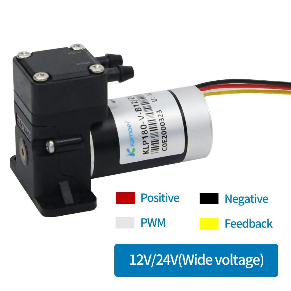 Kamoer 180ml/min KLP180 Mini Diaphragm Liquid Pump 12V 24V Brush BLDC Motor with EPDM Liquid Pressure 0.3Mpa for Lab and Inkjet