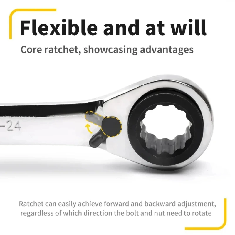 

Double headed bidirectional ratchet wrench for quick release multifunctional mechanical tool used for automotive maintenance