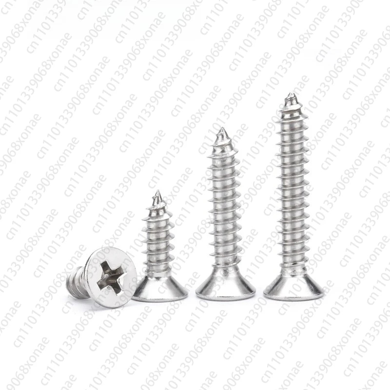 304 Stainless Steel Flat Head Tapping Screw Wood Screw Extended Cross Countersunk Head Tapping Screw