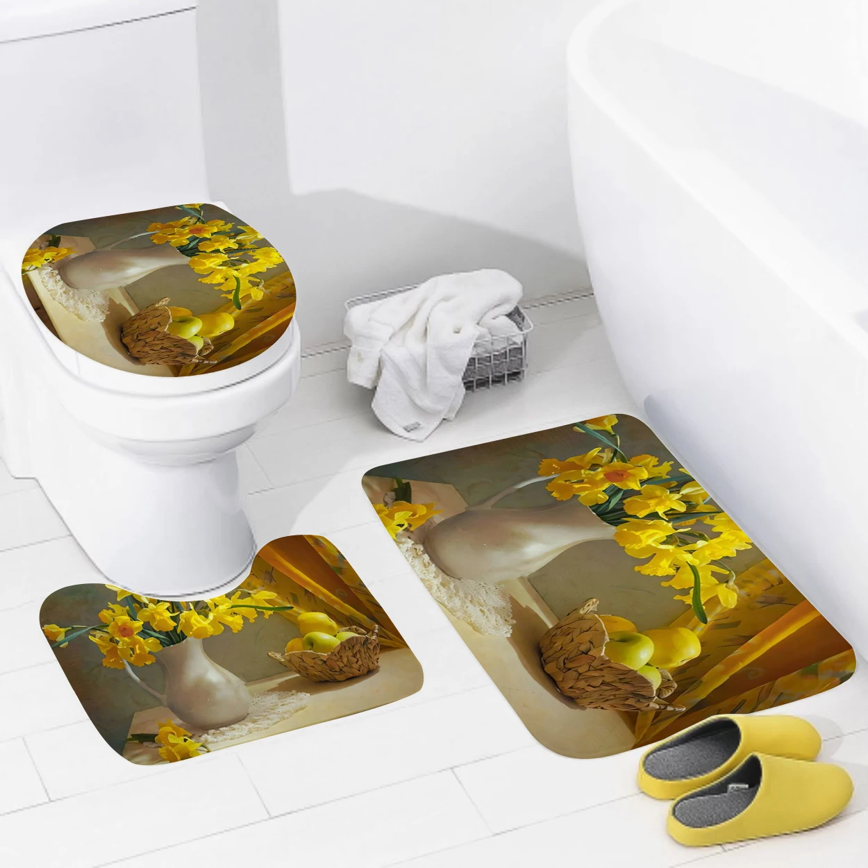 home bathroom floor mats Oil painting style Bath Foot mat modern bathroom accessories rug Toilet mat Bathtub anti-slip carpet