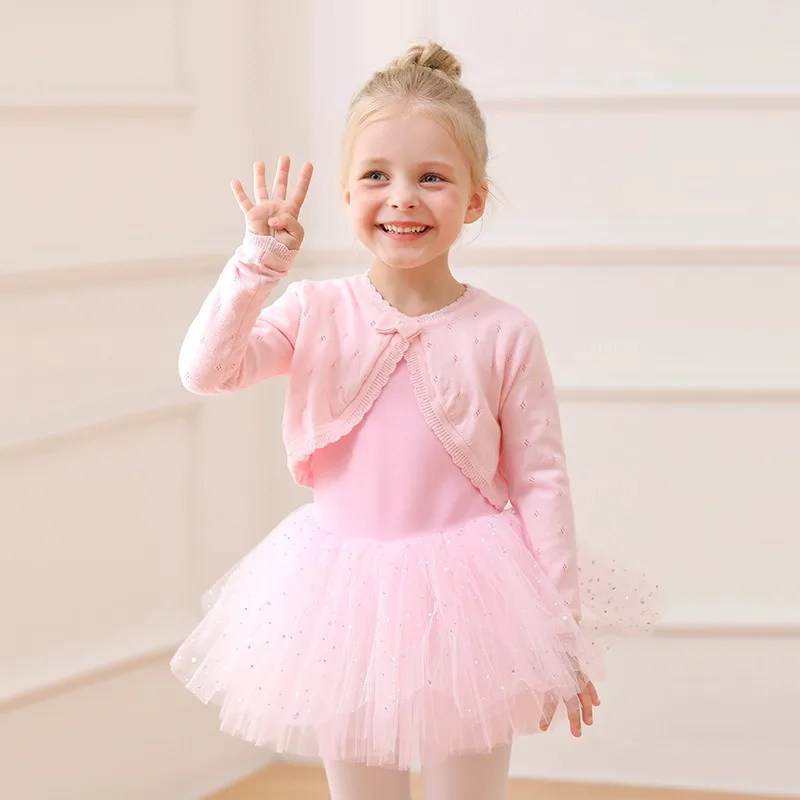 

Китайский балетный зимний костюм для выступлений: вязаная накидка, свитер с длинными рукавами для девочек, одежда для тренировок