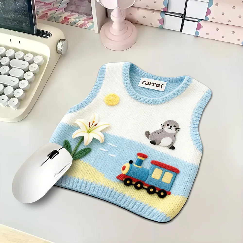 

Коврик для мыши, милый вязаный жилет в форме свитера, утолщенный автомобиль из резинового материала с принтом высокой четкости и цветочные узоры.