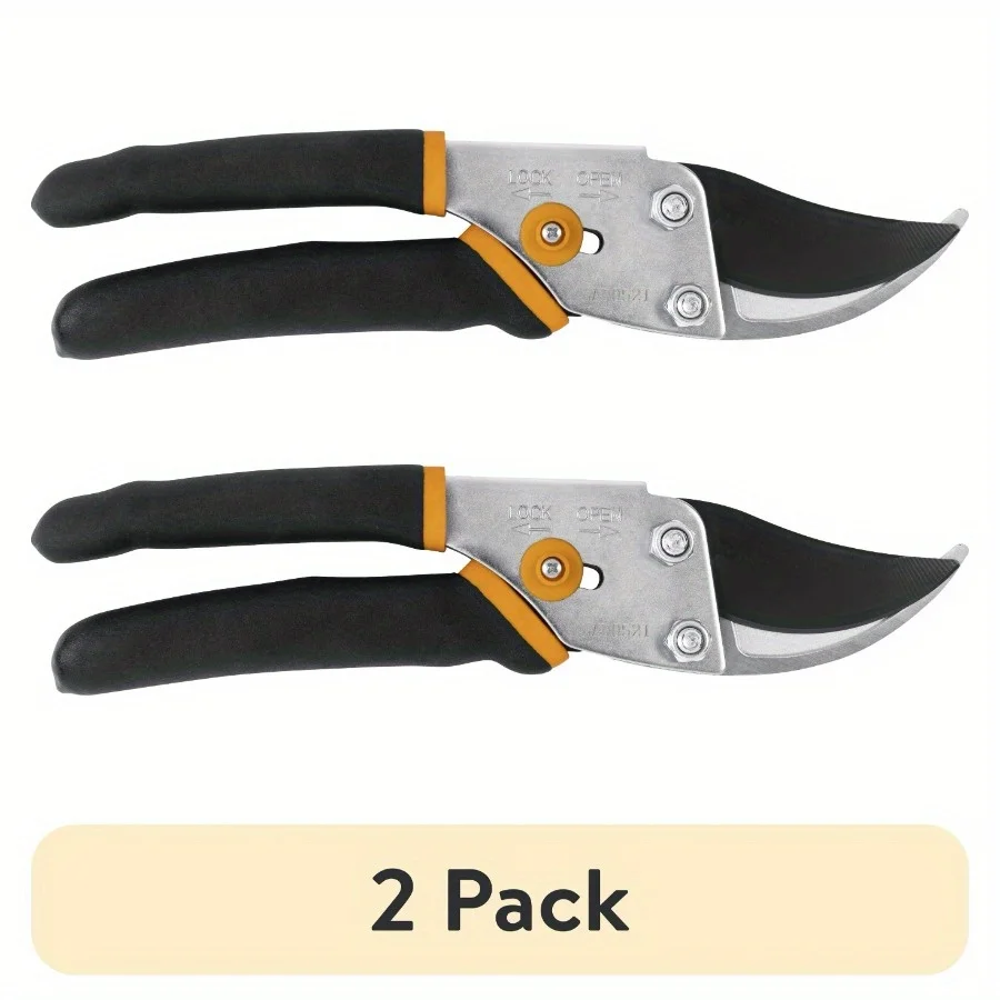 (2er-Pack) Traditionelle Bypass-Gartenschere, Stahlklingen und rutschfeste Griffe, Schneiden mit 5/8 Zoll Durchmesser