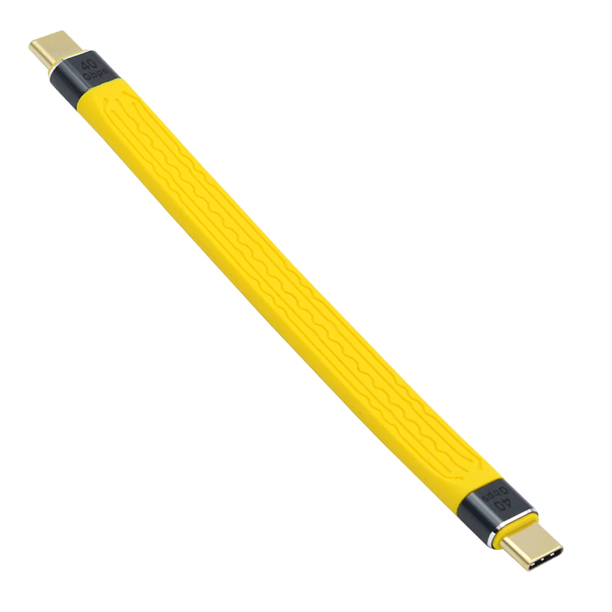 Cablecc Yellow USB4 40Gbps 100W 8K  Type-C USB-C Male to MaleFlat Slim FPC Data Cable for Laptop & Phone 13cm