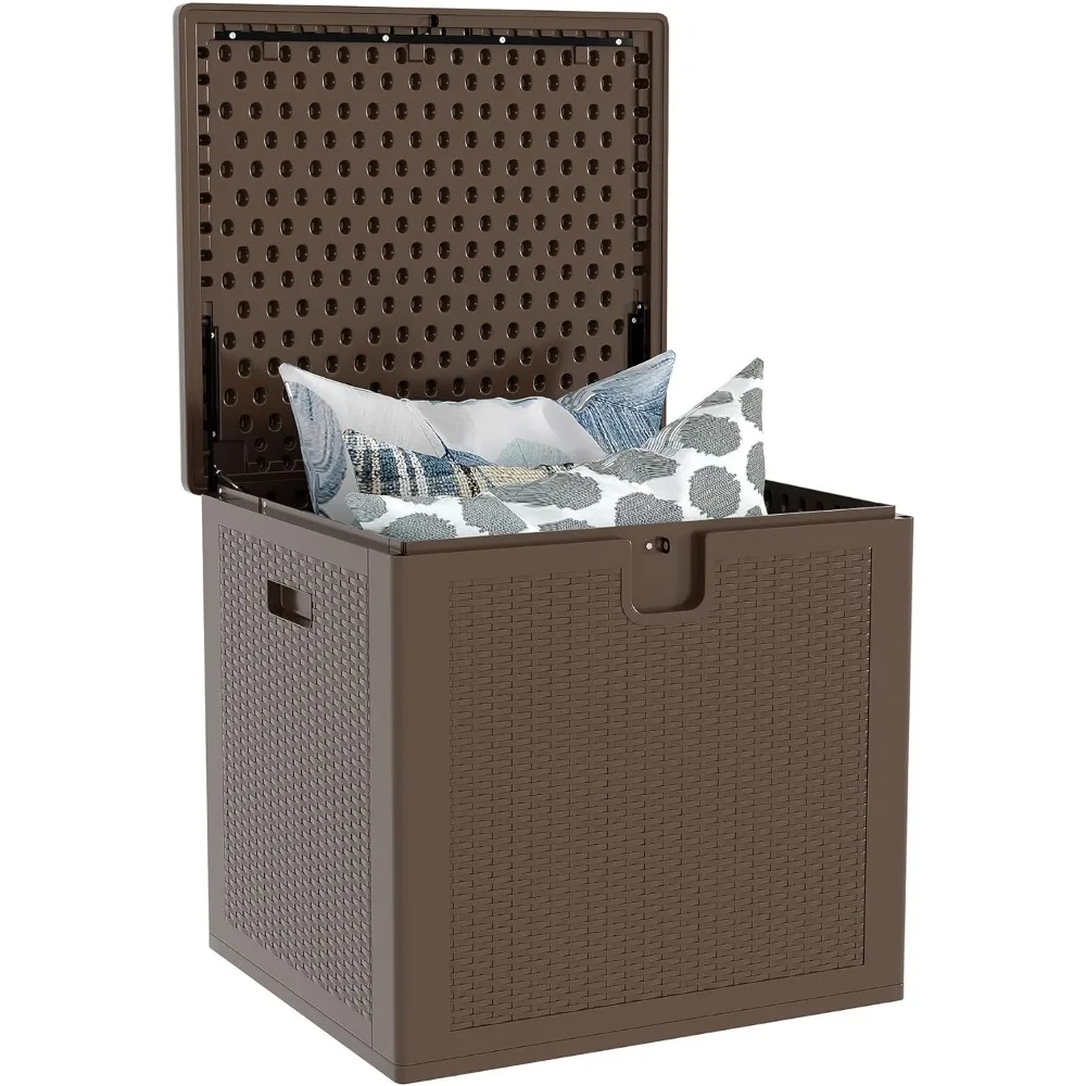

80 Gallon Outdoor Storage Box Waterproof, Lockable Resin Deck Box, Patio Deck Storage Box For Package Delivery, Square Deck Box
