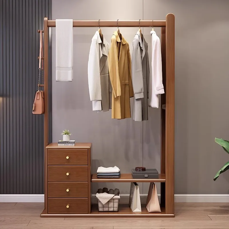 DSA solid wood coat rack, full-length mirror integrated floor-to-ceiling bedroom, multi-functional storage rack