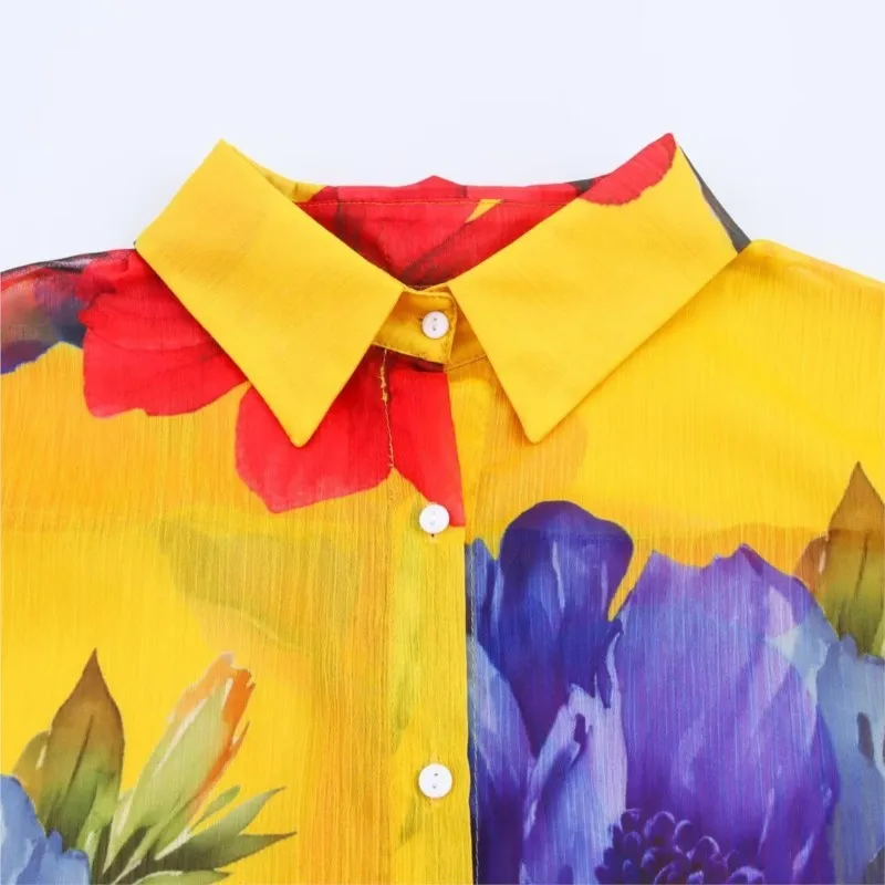 2025, Frühling und Herbst, neues bedrucktes Hemd, lässige Mode, T-Shirt, Streetwear, lockere Langarm-Vintage-Blusen, Damen-Y2K-Tops