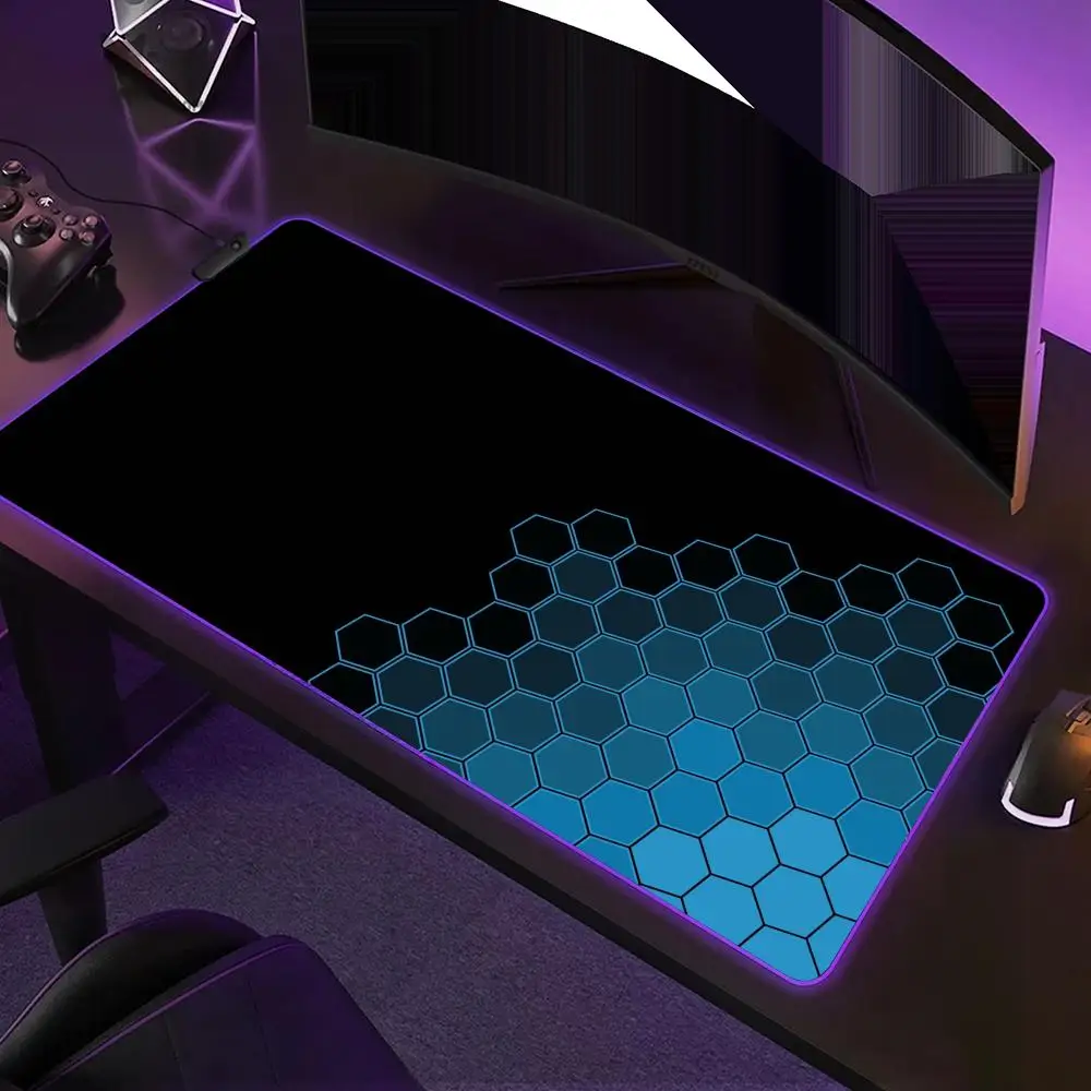 

Geometric Art Mouse Pad XXL RGB Gaming Mouse Pad HD Gamer Accessories LED Luminous Mouse Pad with Backlight Computer Carpet