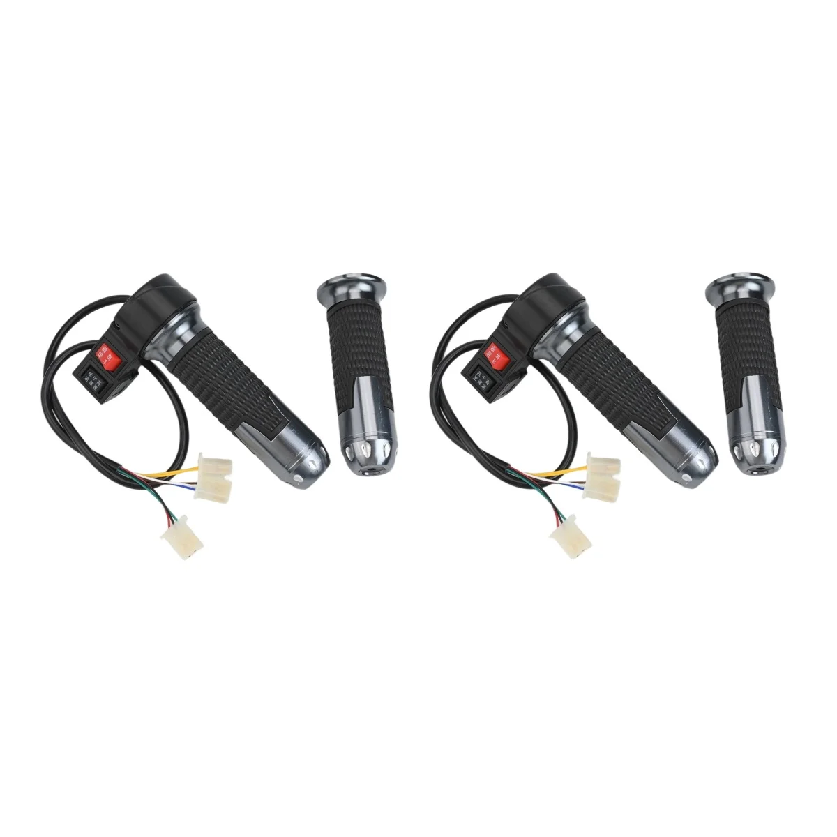 

2 Pairs Electric Vehicle Throttle Grips - 3-Speed (High/Medium/Low) With Reverse Speed Control Handles For E-Bikes & Scooters