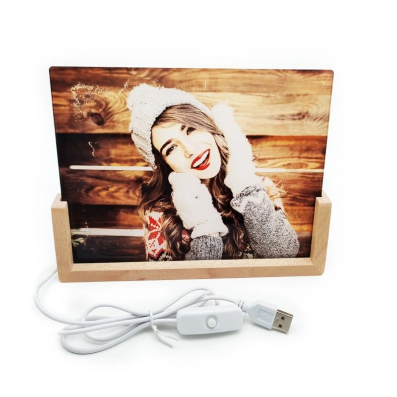 Clear Acrylic Display Picture Frame with LED Lighting Base Heat Transfer Machines Sublimation Blank Photo Frame