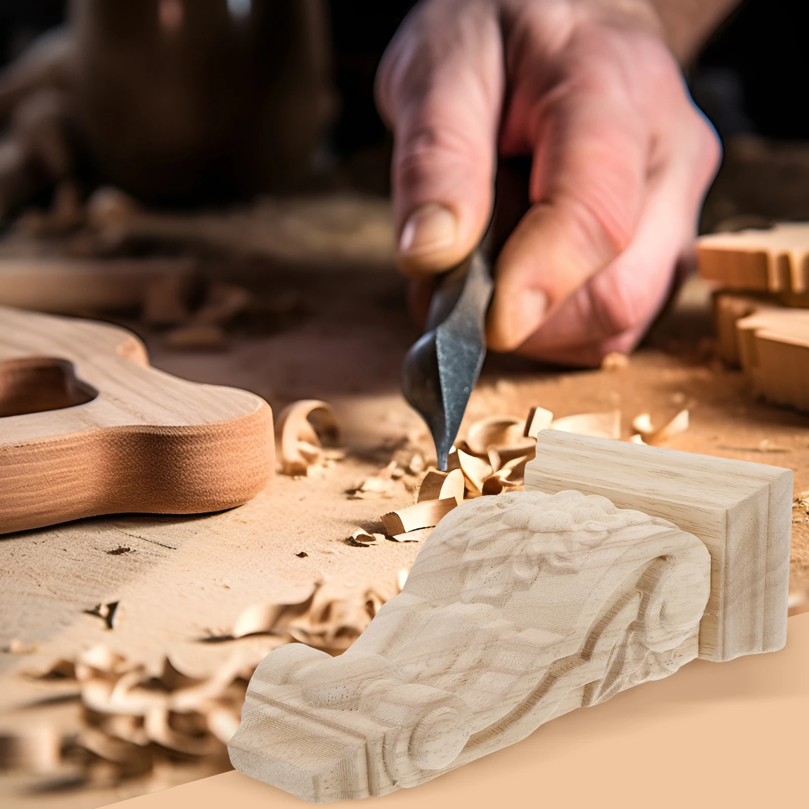 

European Style Wooden Corbel Carved Decorative Bracket for Cabinet Countertop Support Small Carved Wood Corbel Interior Design