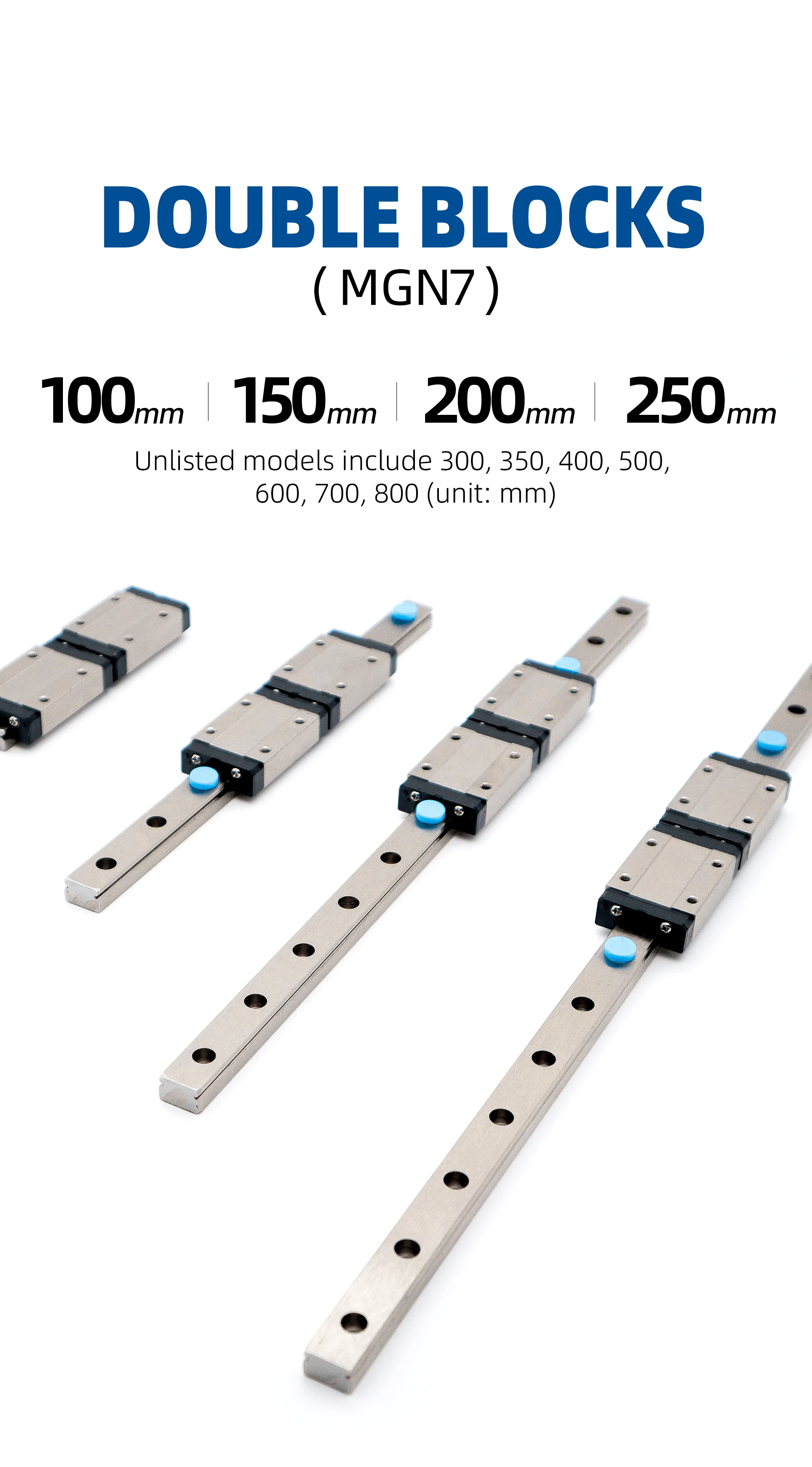 MGN Miniatur-Linearschiene mit 2 Blöcken – MGN7/MGN9/MGN12/MGN15 – C- und H-Typ – Gleitbahn 100–800mm für CNC-Maschine, 3D-Drucker, Lasergravierer, Roboterarm, Automatisierung, hochpräzise Linearführung – Detail 3