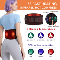 Red Light Heating Waist Massage Belt Vibration Heat Therapy Back Waist Massager Lumbar Support Brace Abdomen Heating Pad 5V Plug