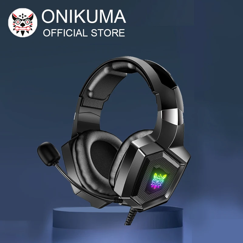 ONIKUMA K8 Wired Gaming Headphones with Flexible HD Mic RGB Lighting Effect Over-Ear Wired Headset Gamer for PC Gaming Xbox