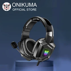 ONIKUMA K8 Wired Gaming Headphones with Flexible HD Mic RGB Lighting Effect Over-Ear Wired Headset Gamer for PC Gaming Xbox