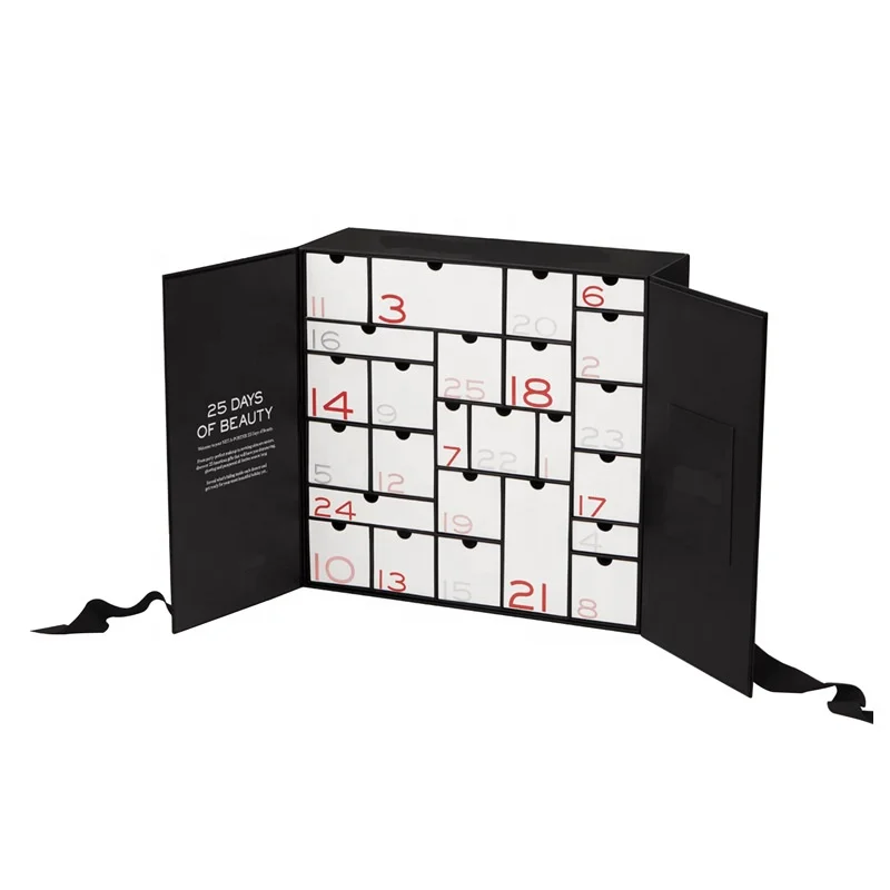 2025.Custom 12 Days 24 Days Cosmetic Makeup Jewelry Crystal Stone Eye Lashes Collection Box Christmas Countdown Advent Calendar