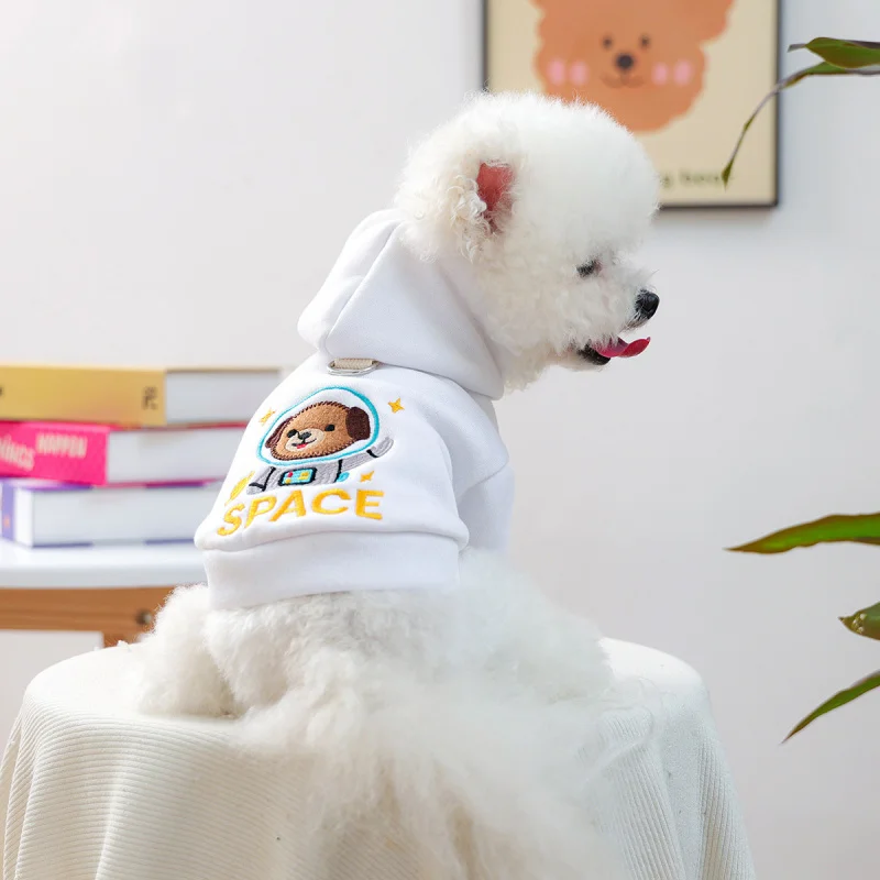 

Pet Clothes Autumn and Winter Small Dog Puppy Happy Dog Cat Warm and Comfortable Clothing Astronaut Sweatshirt-White Dog