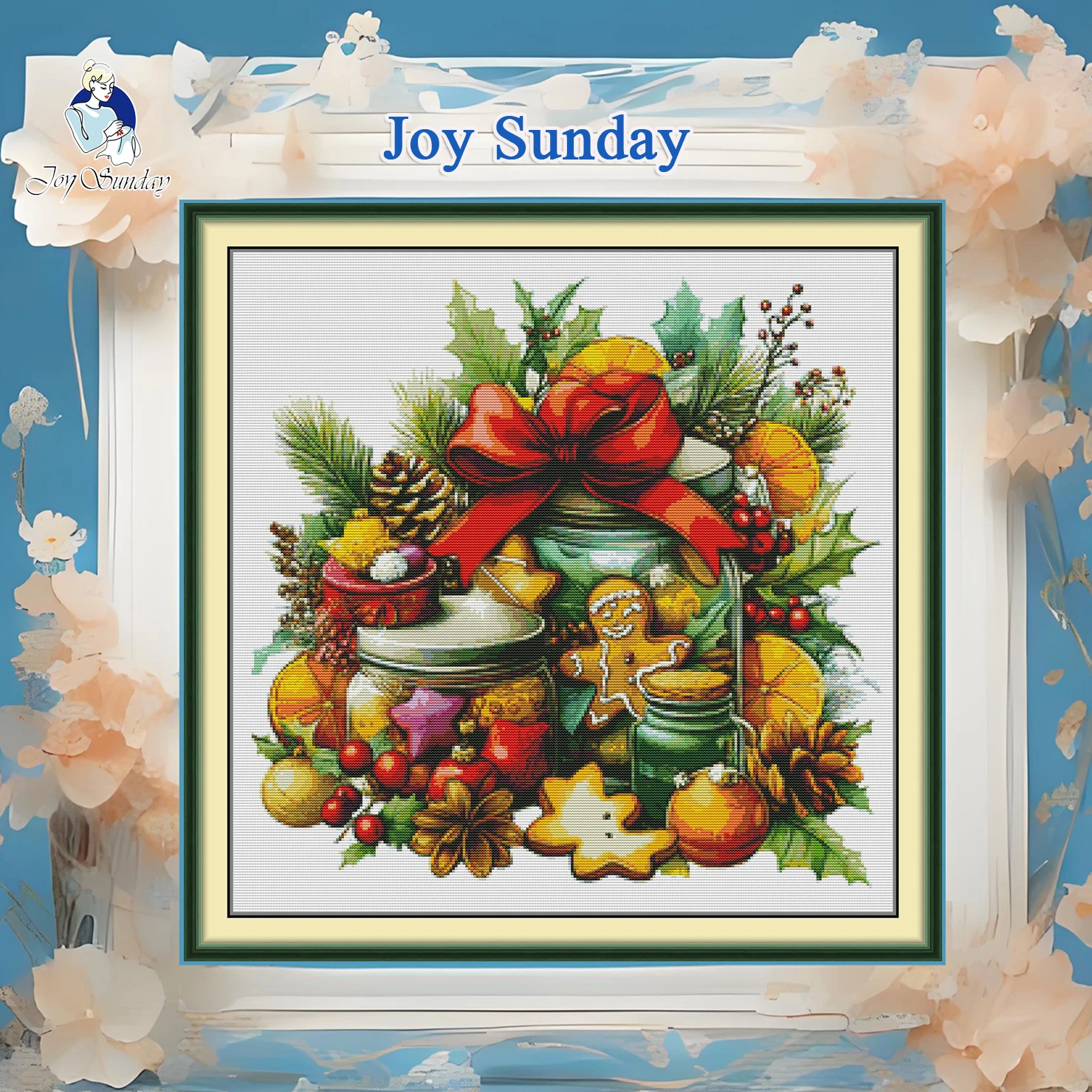 

Набор для вышивки крестом Joy Sunday с предварительной печатью, легкий узор, набор для вышивки ткани Аиды, рождественское печенье 4