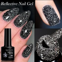 LILYCUTE 7ML negro plata rojo brillo reflectante Gel esmalte de uñas brillante francés remojo de larga duración manicura uñas arte Gel