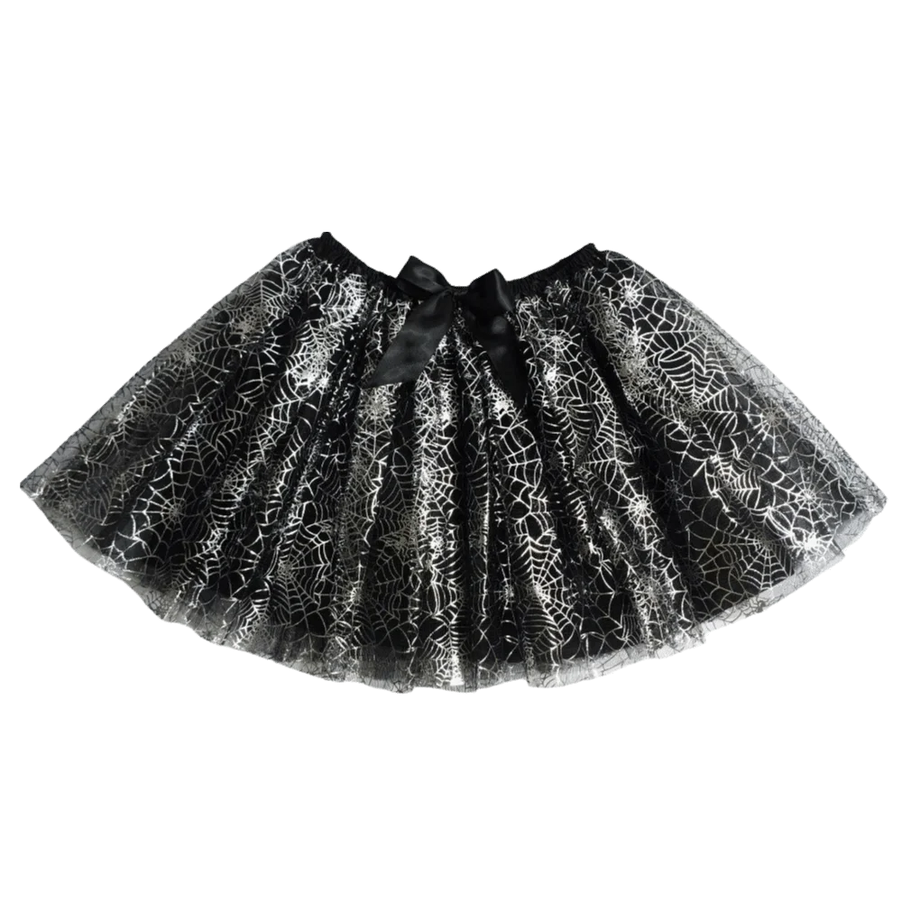 40cm Adult Tutu Skirt Elastic Waist Irregular Hem Halloween Costume Skirt with Liner Printed Pattern Cosplay Skirt