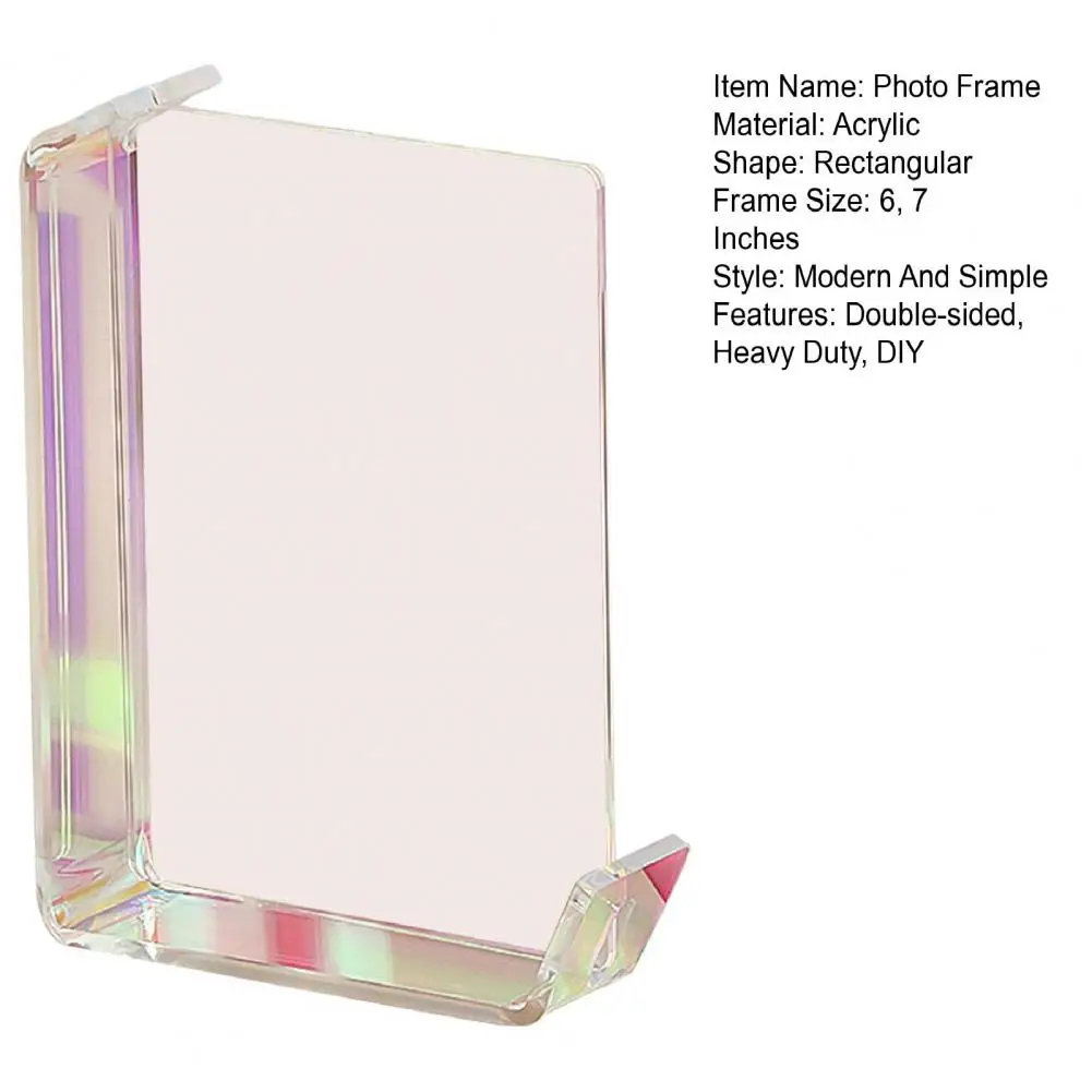 6/7 Inch Floating Photo Frame DIY Double-sided Horizontal Vertical Neon Acrylic Desktop Standing Decor Picture Display Frame