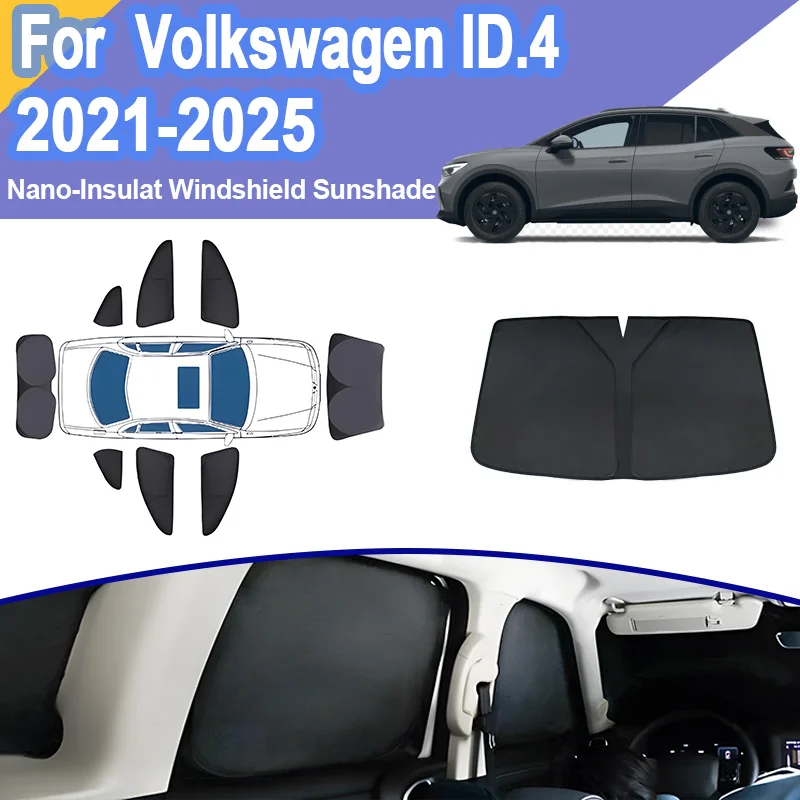 

Автомобильный солнцезащитный козырек для Volkswagen VW ID.4 2021 ~ 2025, светоблокирующие шторы, теплоизоляционные инструменты, солнцезащитные козырьки для конфиденциальности, автомобильные аксессуары