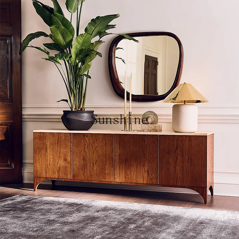 

Wabi Sandy Wind Solid Wood Entrance Cabinet Living Room Home Storage Homestay Multi-purpose Storage