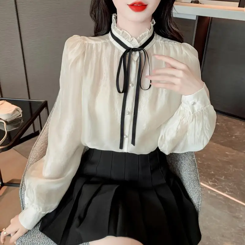 Com arco camisas e blusas para mulheres casual juventude elegante 2025 novidade de alta qualidade simples barato elegante gola peplum mulher topo