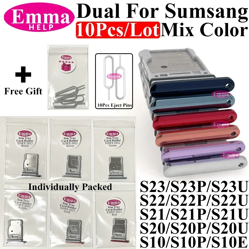 10 stücke Dual Sim Tray Halter Für Samsung Galaxy S24 S22 S21 Plus S23 Ultra S10 S9 S8 Slot Nano micro SD Halter Adapter Buchse Teil