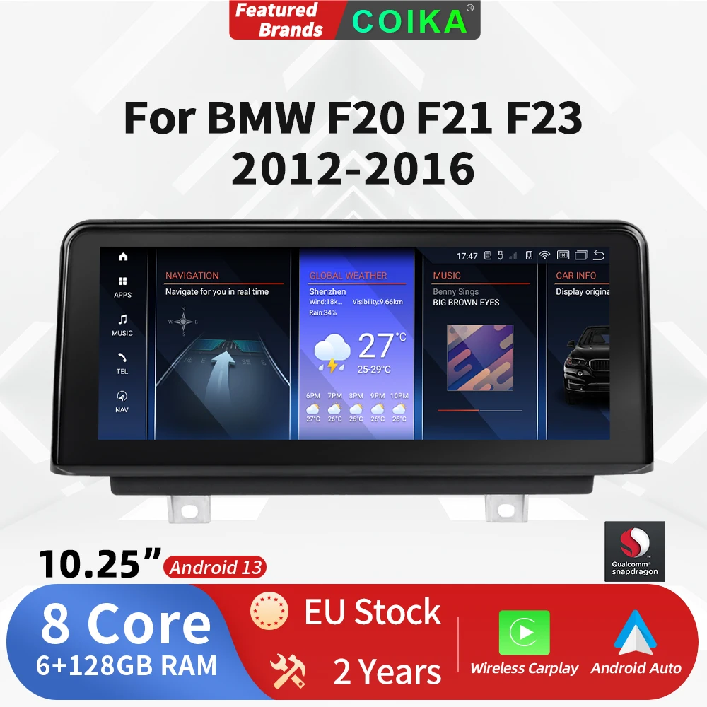 10.25” Car Radio Android Auto For BMW F20 F21 F23 2012-2016 Wireless Carplay Multimedia Player Head Unit Touch Screen Autoradio