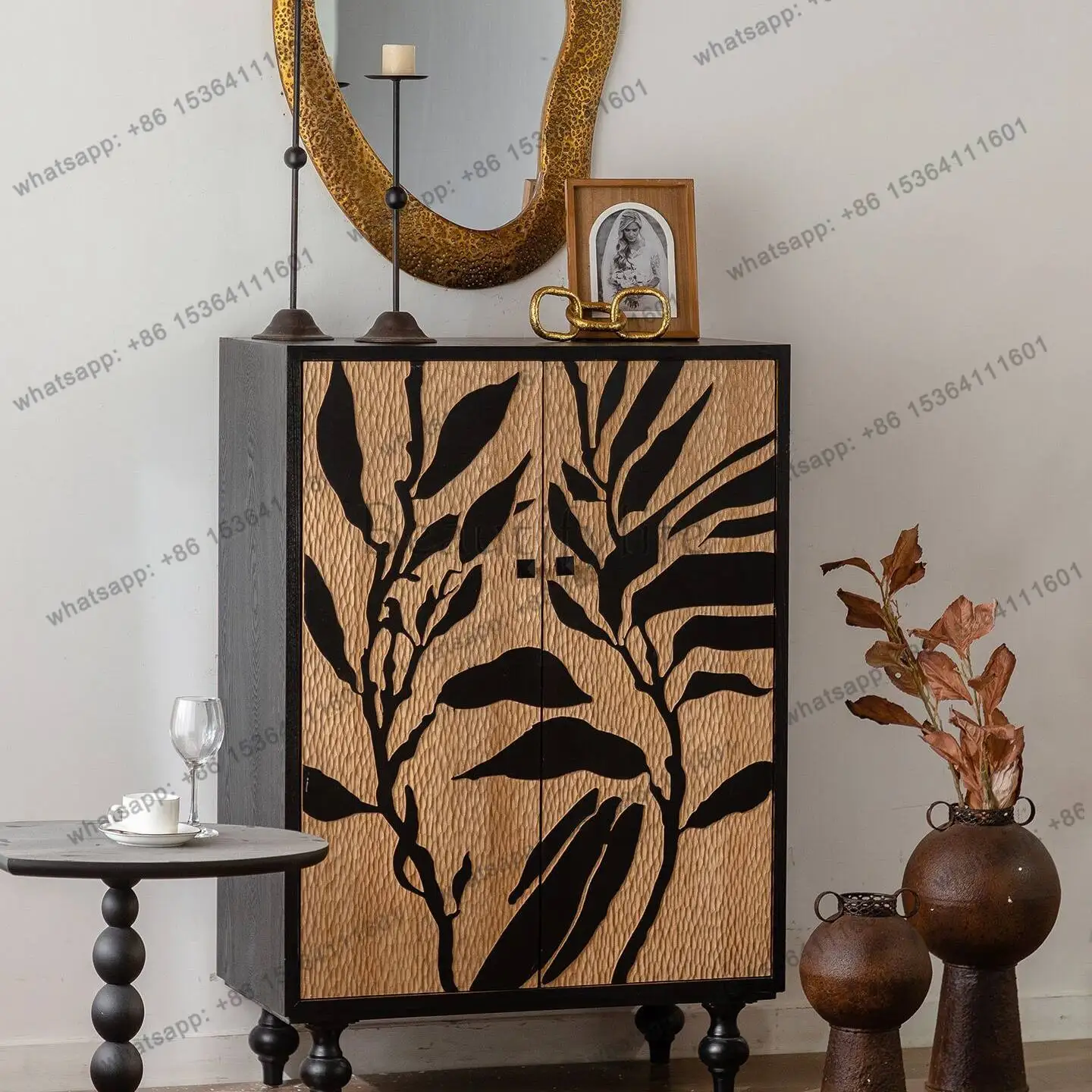 Retro American country living room entrance entrance cabinet French medieval dining side cabinet