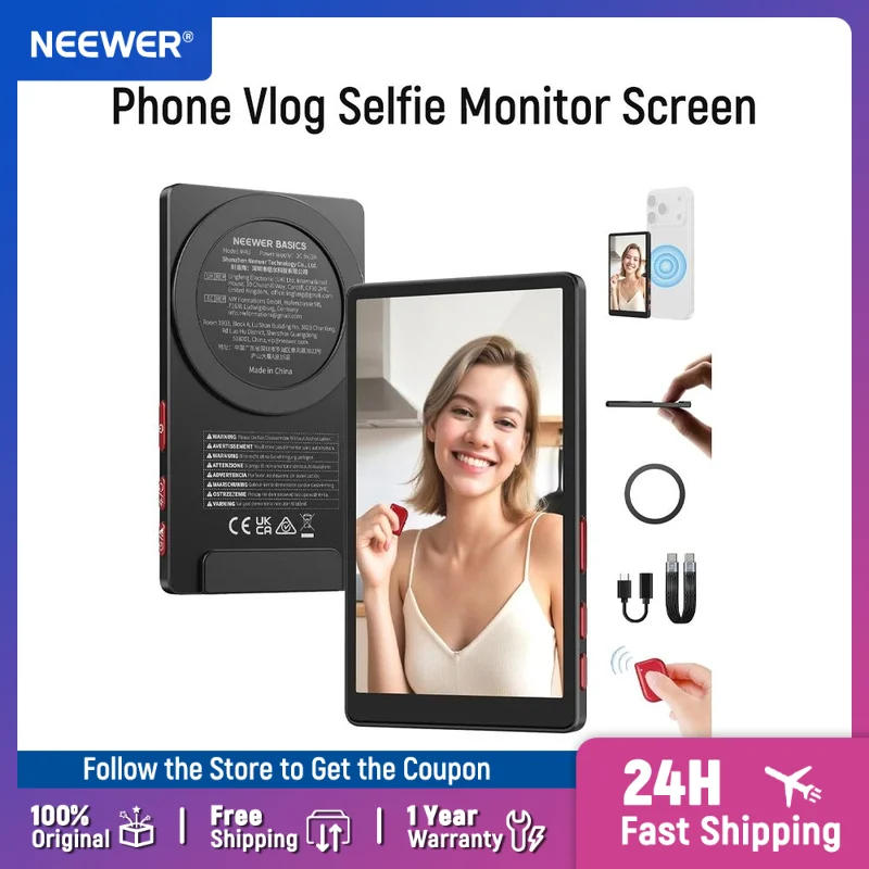 

NEEWER 4" Phone Vlog Selfie Monitor Screen Smartphone Back Camera Monitor with Remote for YouTube TikTok Video Streaming