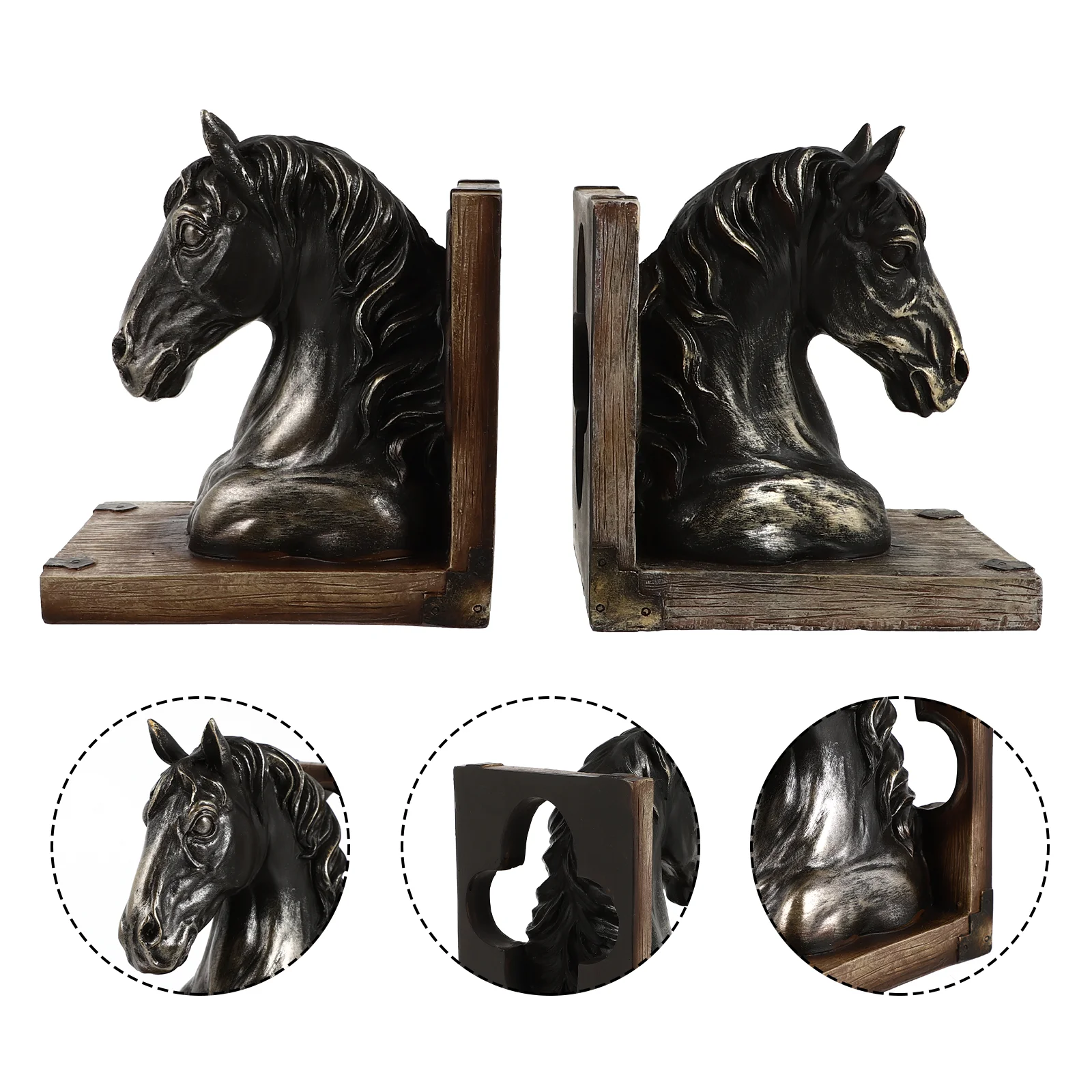 

Horse Head Bookend Ornament Fine Workmanship Bookends Resin Ornaments Books Beautiful Stopper Accessory Holders