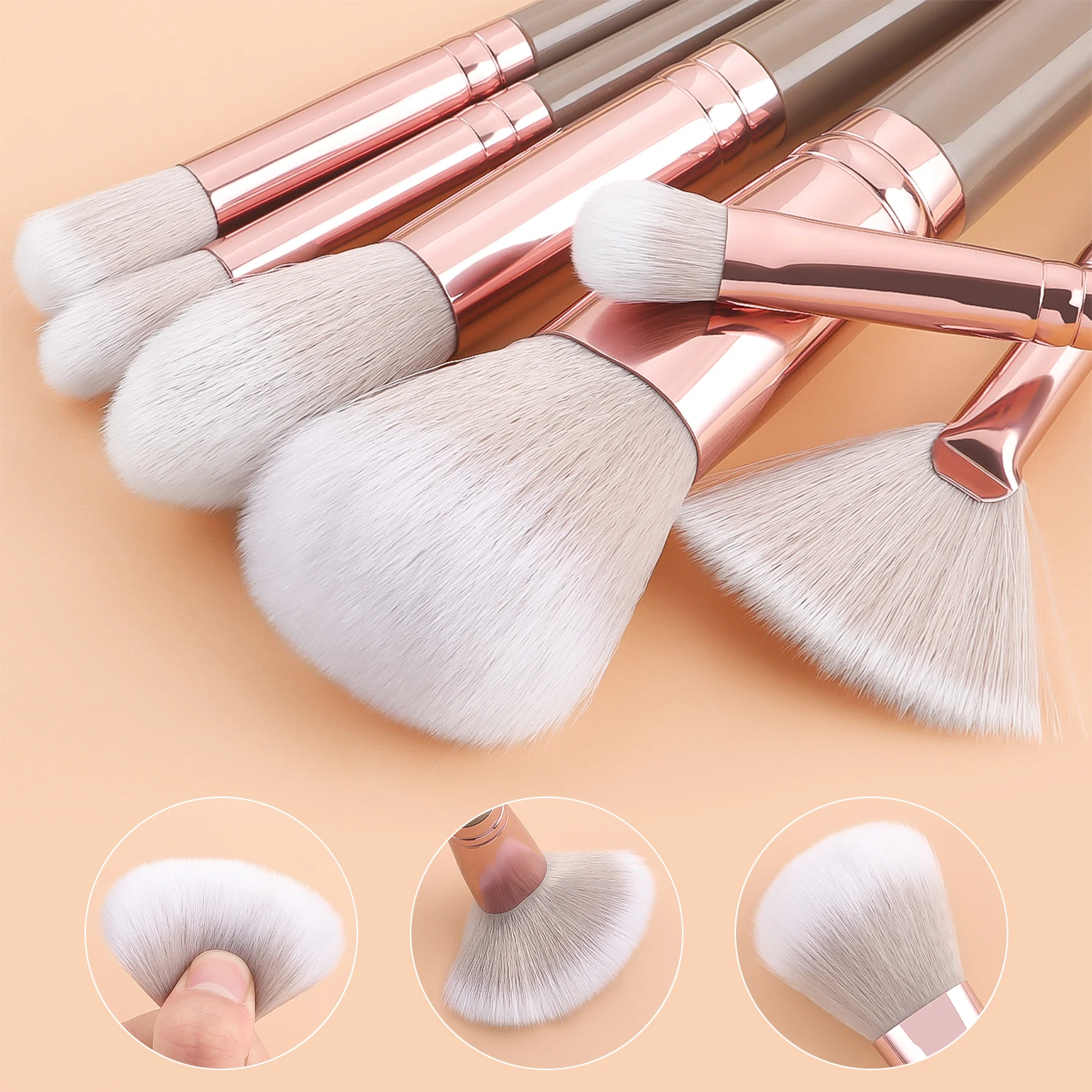 20 فرشاة مكياج + 3 نفث بودرة مستديرة + 3 نفث بودرة مثلثة + 3 بيضات تجميل + 3 نفث بودرة أصابع + 3 بيضات تجميل صغيرة + 1 واشين