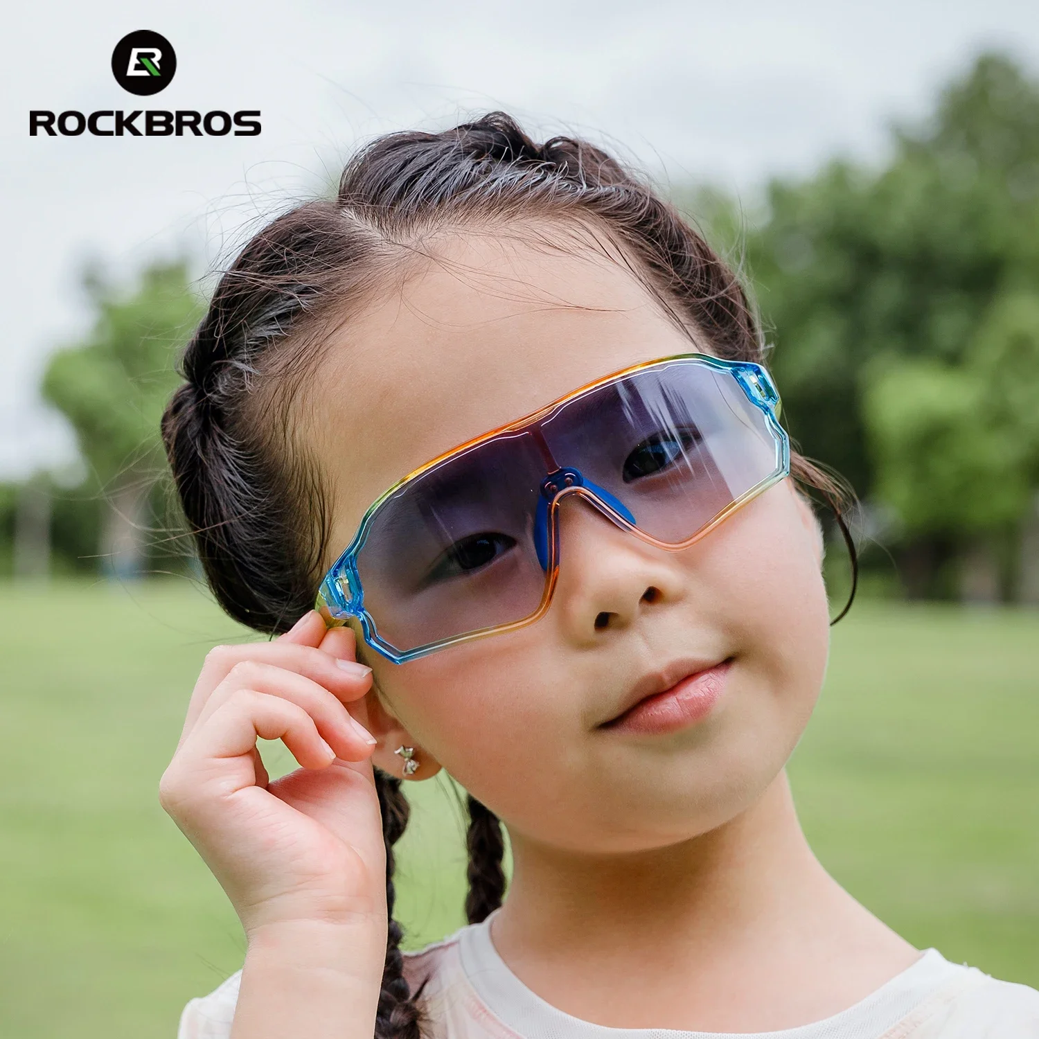 ROCKBROS Children Bicycle Glasses Photochromic UV400 Sports Cycling Glasses Sunglasses Eyes All-day Lightweight Bike Glasses