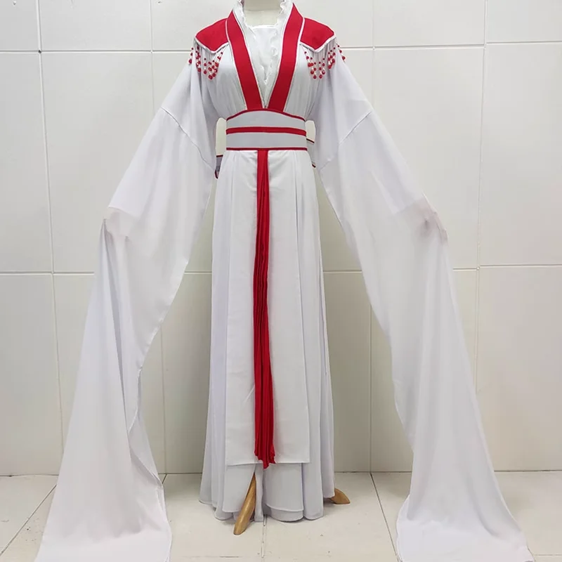 Famous Role Lin DaiYu Maid Female Opera Costume Lead Actress Stage Performance Hanfu White Red Dress Dance Outfits