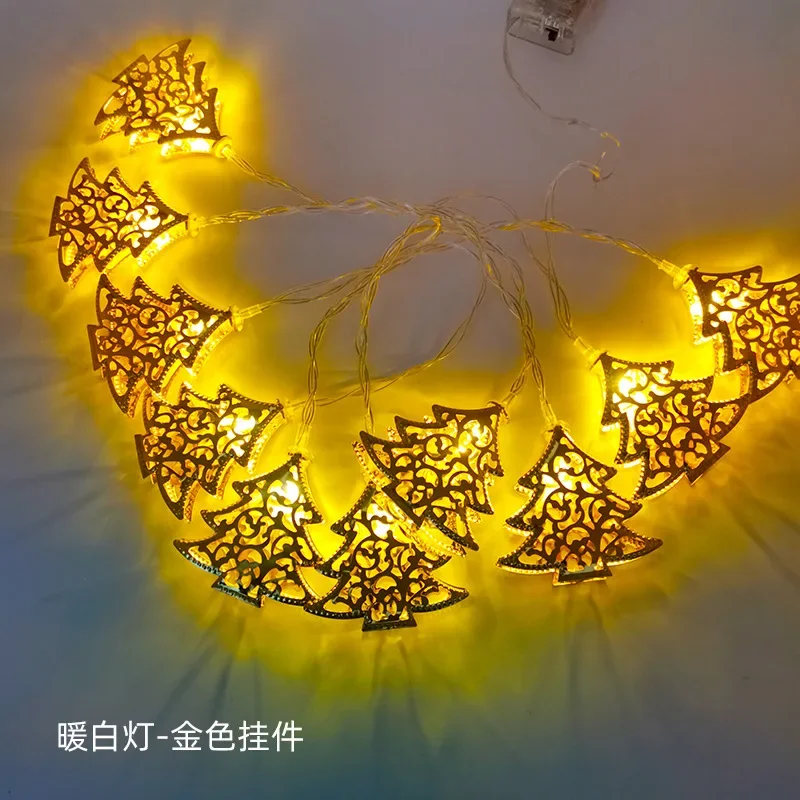 Luci a LED con luce a stringa di natale scava fuori la lampada decorativa dell'albero di natale in ferro battuto luci colorate luce d'atmosfera natalizia