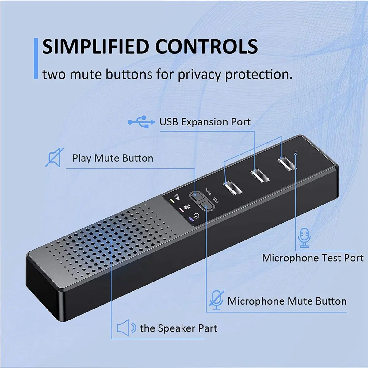 [A75T] 20X 3 in 1 Computer Speakers with Microphone & Hubs USB Conference Speaker, PC Mic for Video Conference