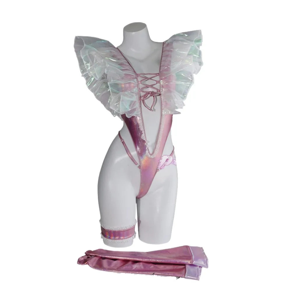 

Women Anime One-Piece Bodysuit Butterfly Concubine Pearl organza Swimming Suit Bathing Suit BeachOutfit Cosplay Costume