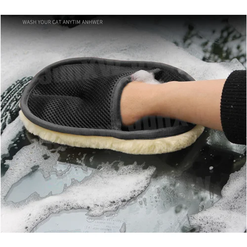 Imagen 2 del producto Guantes de lana de imitación para lavado de coches, guantes de limpieza de coche de felpa gruesa, suministros de limpieza de coche, productos de lavadora para encerado y pulido