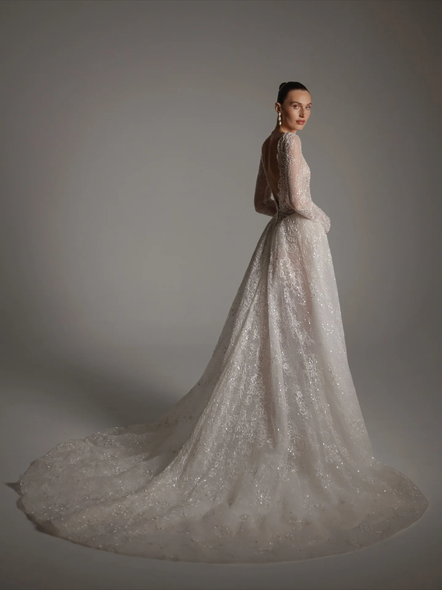 Spitze Brautkleid A-linie Kleider Langarm Vestidos De Novia Elegantes Lujo Vestido Corte Princesa Boda Boho Alta Costura