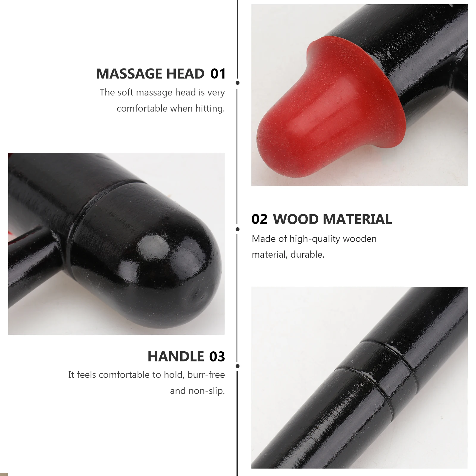

2 Pcs Massage Hammer Whole Body Manual Massager Solid Wood Handle Premium Material Durable Long Lasting Back Neck Waist Legs