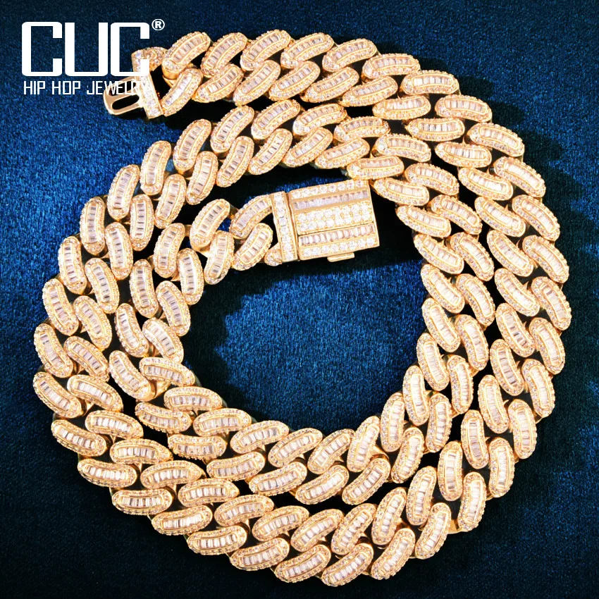 

CUC 13mm Miami Cuban Chain Men Hip Hop Necklace For Women Bling Full Zircon Gold Color Fashion Rock Jewelry