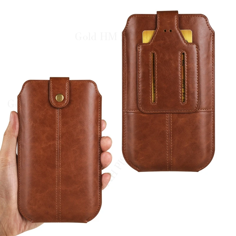 

Leather Phone Pouch For Sharp Aquos Wish5 4 3 2 Back Card Belt Waist Bag Phone Case Aquos R10 R9 Pro R8s R7s V6 V7 Plus R5G D10