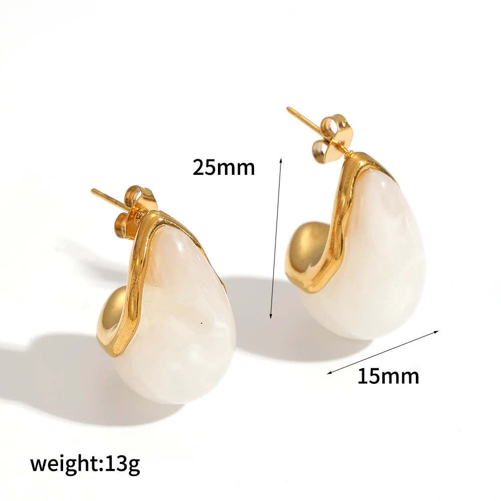 Retro-Ohrringe mit geometrischem Muster aus Kunstharz für Damen, 18 Karat vergoldete Edelstahl-Ohrringe, schlichter Modeschmuck, Geschenk für Mädchen. – Detail 12