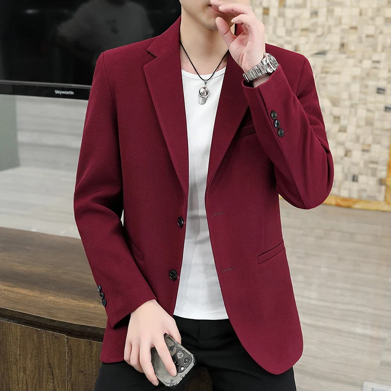 

Blazer Men Business Gentleman Korean Wedding Fashion Trend Slimming Solid Color Comfortable and Versatile High-end Casual Blazer
