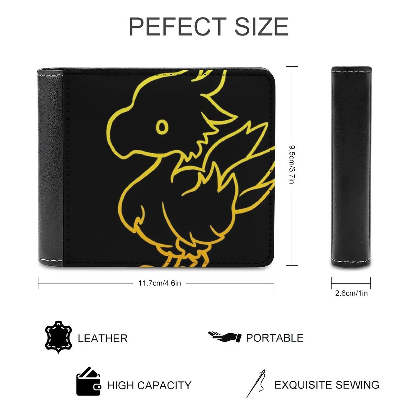 Final Fantasy-Chocobo Leather Wallet Men's Wallet Diy Personalized Purse Father'S Day Gift Kweh Final Fantasy Chocobo Yellow